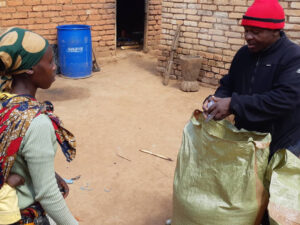 Flora Vaginga erhält von Bahat Tweve Cash-on-the-Bag für ihre Bohnenernte